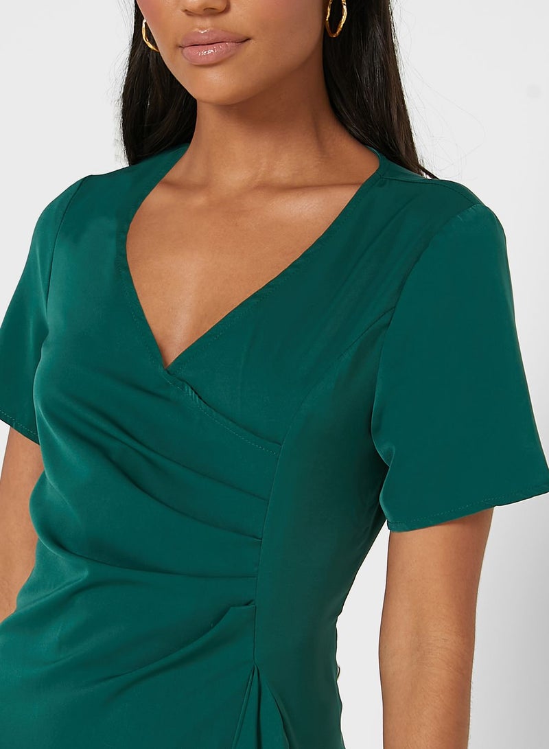 ELLA Emerald Ruffle Midi Dress  - Image 3