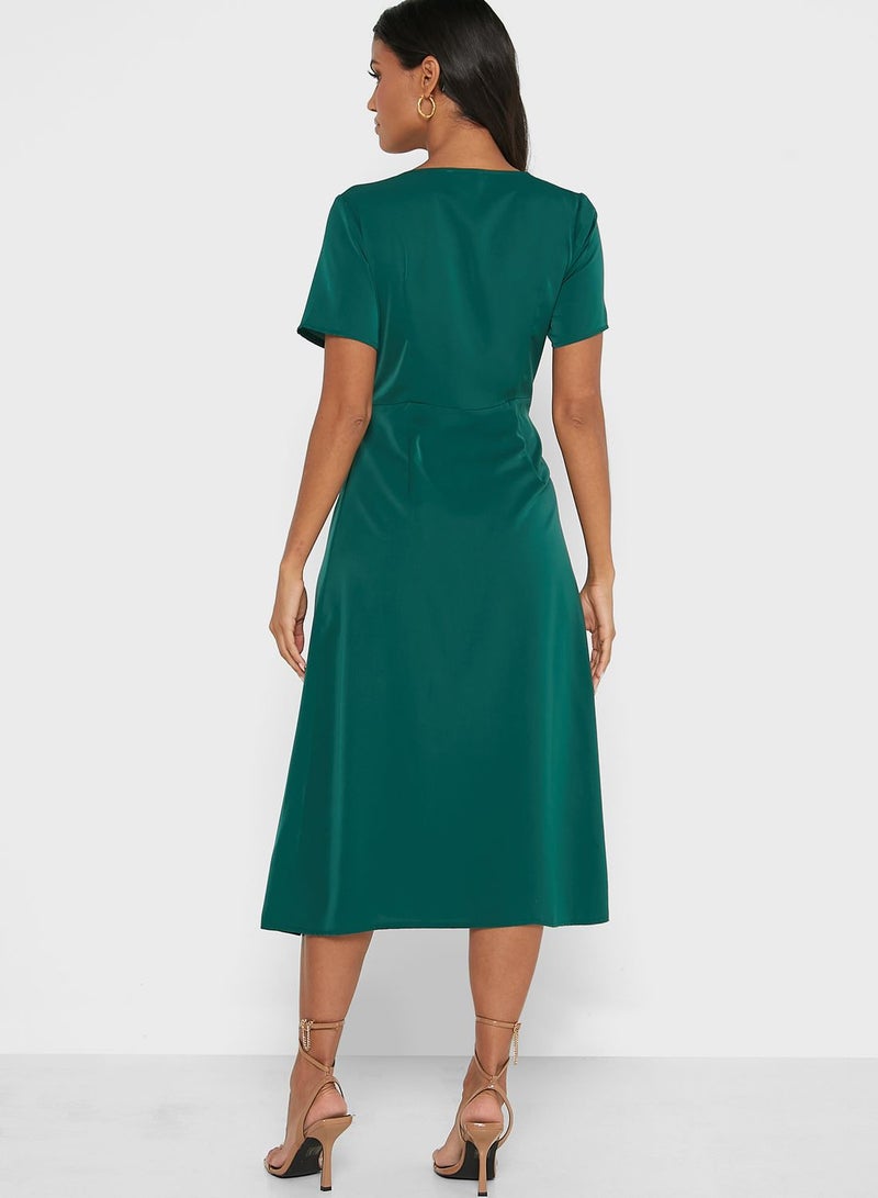 ELLA Emerald Ruffle Midi Dress  - Image 2