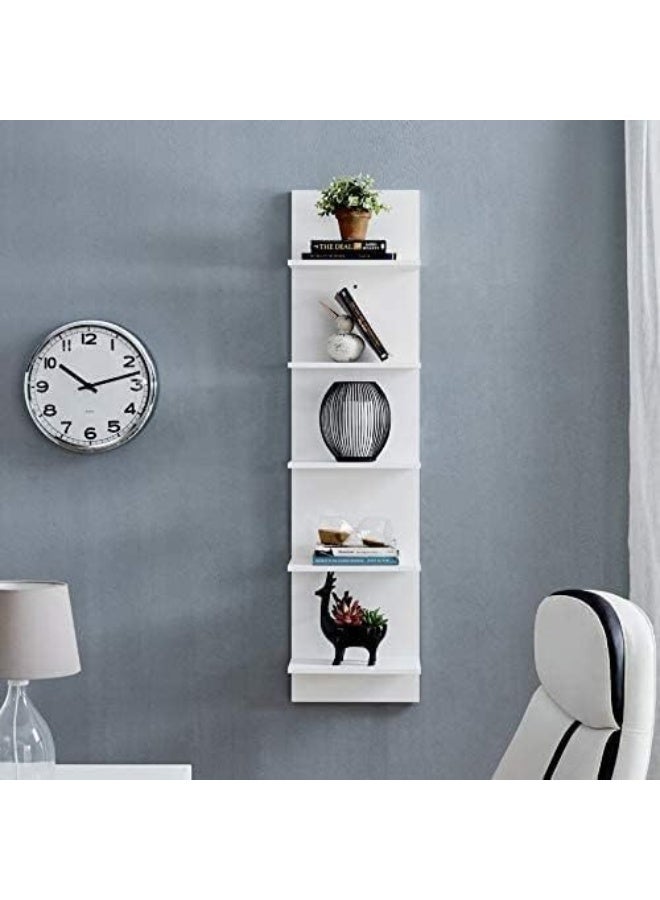 Heera Moti Straight Wall-Mounted Shelf Unit – White Finish Wall Storage for Living Room, Bedroom & Office - Image 5