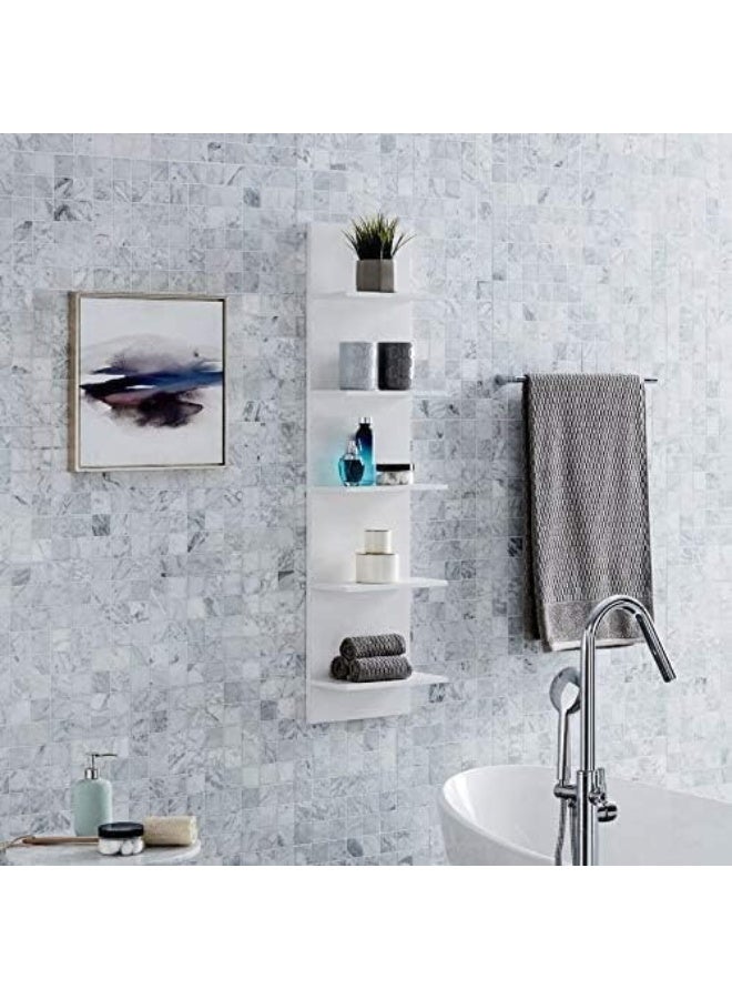 Heera Moti Straight Wall-Mounted Shelf Unit – White Finish Wall Storage for Living Room, Bedroom & Office - Image 4