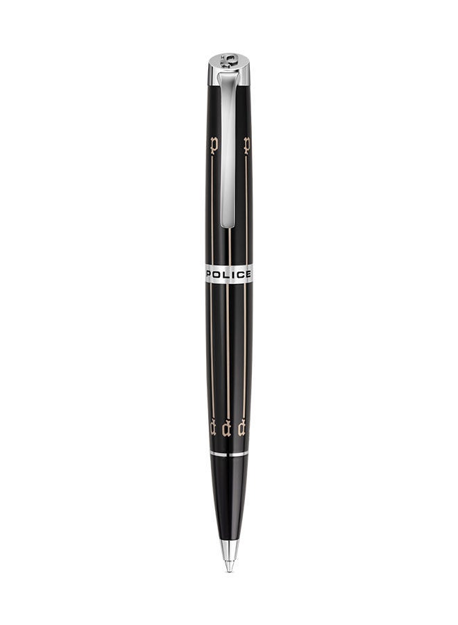 POLICE Palatino Black with Stainless Steel Trims Medium Drill Point Pen - Image 1