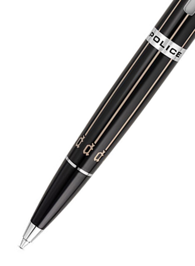 POLICE Palatino Black with Stainless Steel Trims Medium Drill Point Pen - Image 2