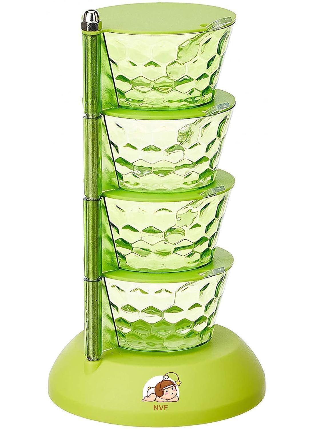 NVF - NVF 360 Rotating Plastic Pickle Tower Spice Rack Achar Stand for Dining Table Condiment Set Multipurpose Container 4 Layer with 4 Plastic Spoon - Image 1