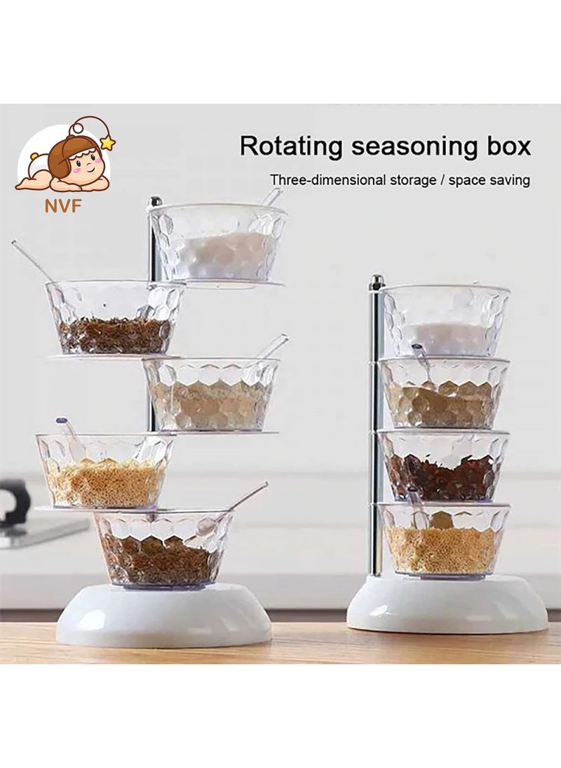 NVF - NVF 360 Rotating Plastic Pickle Tower Spice Rack Achar Stand for Dining Table Condiment Set Multipurpose Container 4 Layer with 4 Plastic Spoon - Image 1