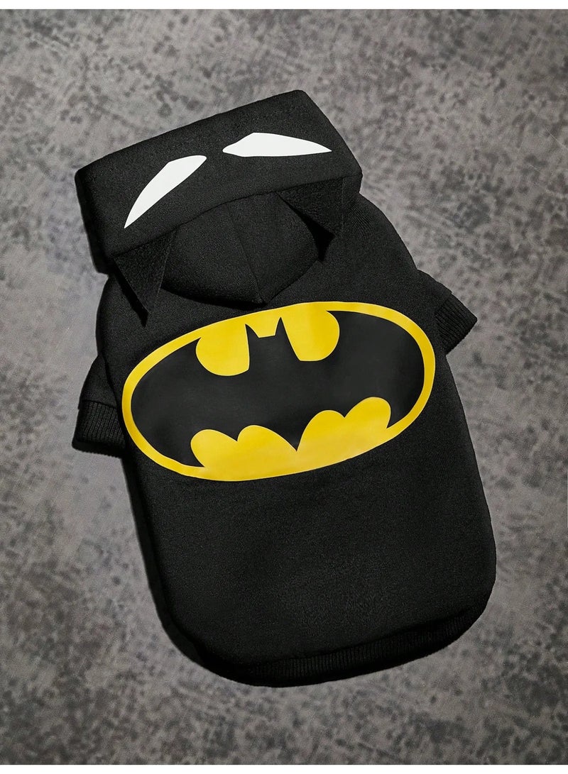 باتمان ملابس للحيوانات الاليفه ملابس كلاب هودي للكلب والقطط بتصميم شعار باتمان يساعد في الحفاظ على دفء حيوانك الأليف في الأجواء الباردة  ويمنحه مظهراً جذاباً ومميزاً مقاس XS - Image 2