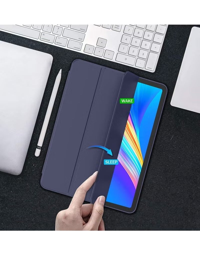 DUSALA New iPad Pro 12.9 Case 2022 2023 6th Gen 2021 5th Gen with Pencil Holder Support iPad 2nd Pencil Charging Pair Trifold Stand Smart Case with Soft TPU Back Auto Wake Sleep (Navy) - Image 4