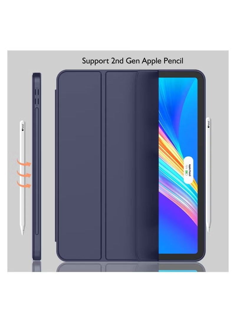 DUSALA New iPad Pro 12.9 Case 2022 2023 6th Gen 2021 5th Gen with Pencil Holder Support iPad 2nd Pencil Charging Pair Trifold Stand Smart Case with Soft TPU Back Auto Wake Sleep (Navy) - Image 5