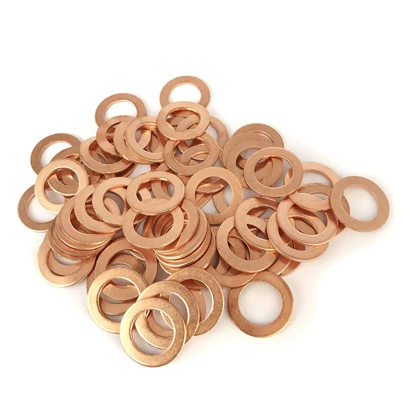 NACX M10 Flat Washer Copper Sealing Ring, 10mm ID 16mm OD 1mm Thickness Metric Sealing Gasket, 75 Pieces - Image 1