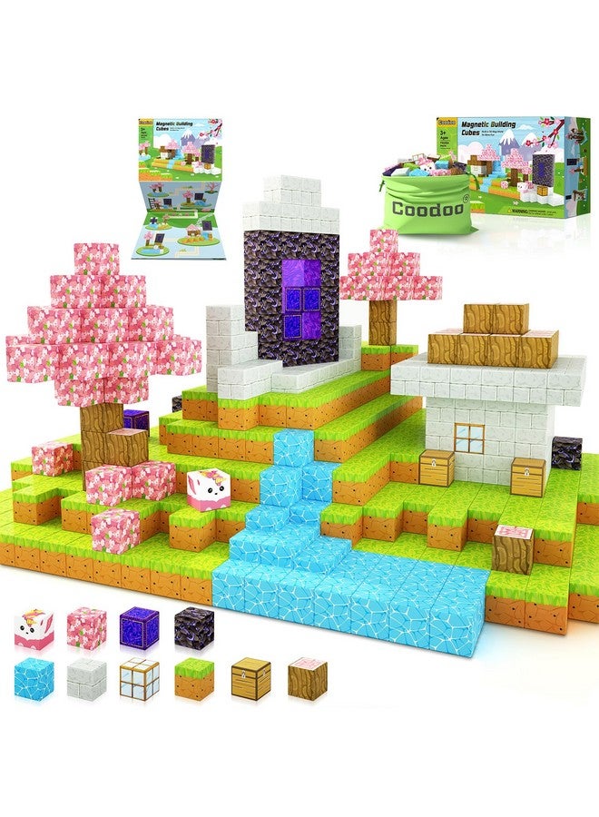 Coodoo Magnetic Blocks - Build Mine Magnet World Cherry Blossom Set, Magnetic Tiles Building Stem Toys For Boys & Girl Kids Toddler Toys For 3+ Years Old - Image 1
