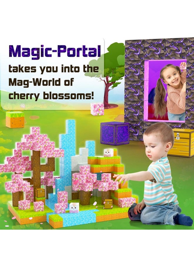 Coodoo Magnetic Blocks - Build Mine Magnet World Cherry Blossom Set, Magnetic Tiles Building Stem Toys For Boys & Girl Kids Toddler Toys For 3+ Years Old - Image 2