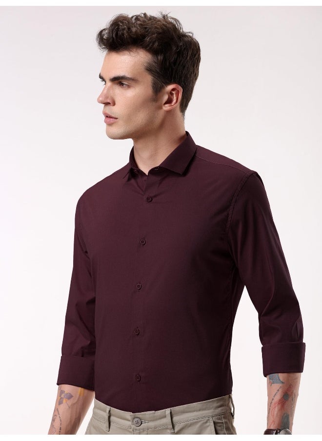 Beyoung Dark Maroon- Cotton Solid Shirts for Men  - Image 1