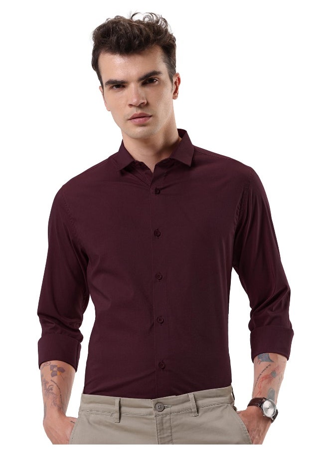 Beyoung Dark Maroon- Cotton Solid Shirts for Men  - Image 5