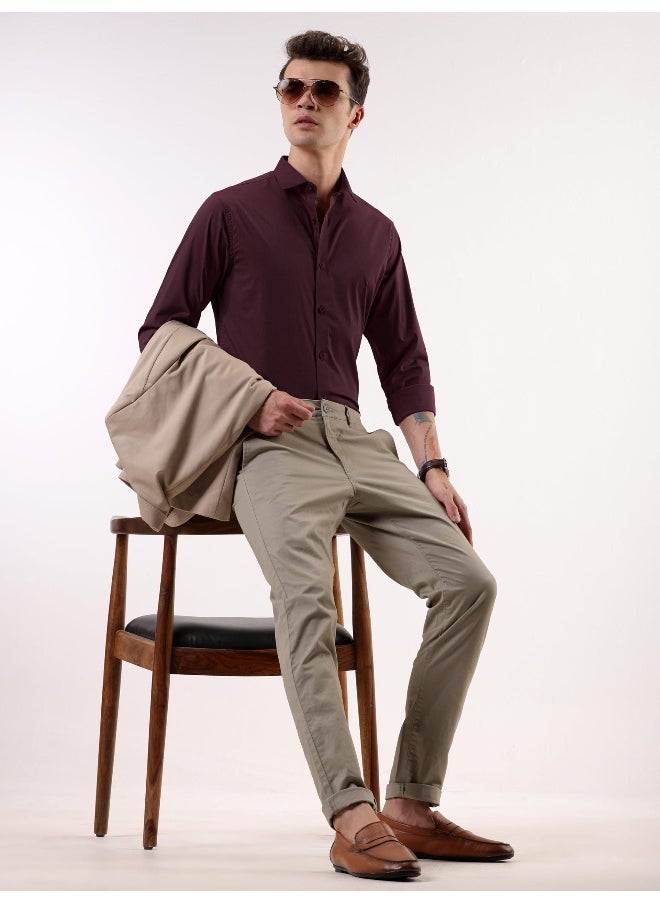Beyoung Dark Maroon- Cotton Solid Shirts for Men  - Image 4