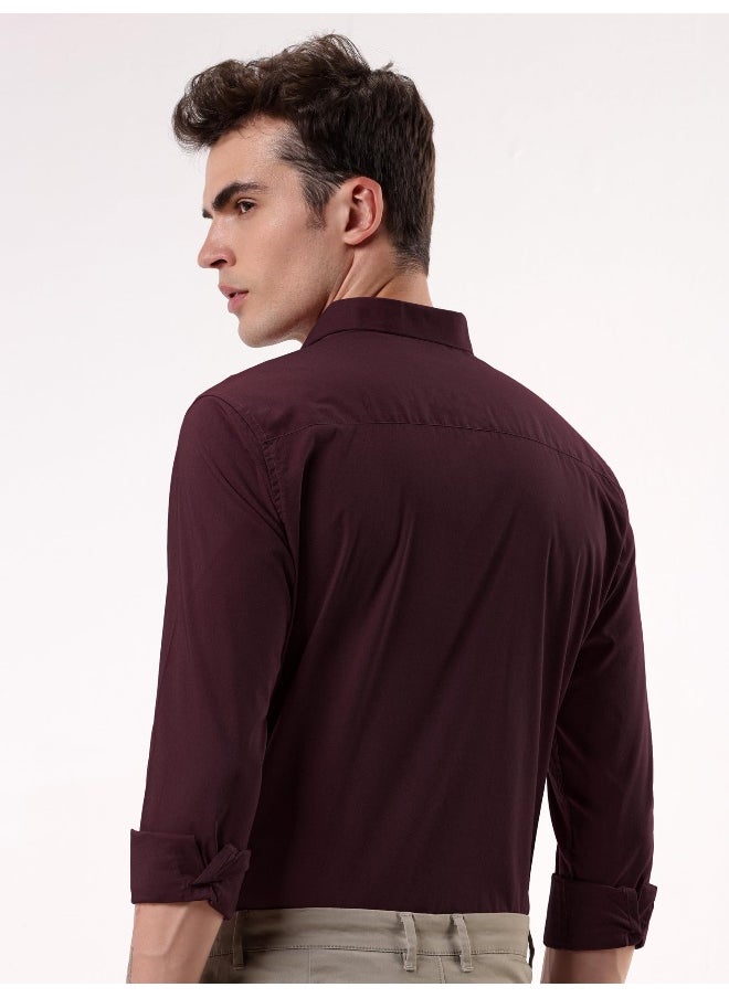 Beyoung Dark Maroon- Cotton Solid Shirts for Men  - Image 2