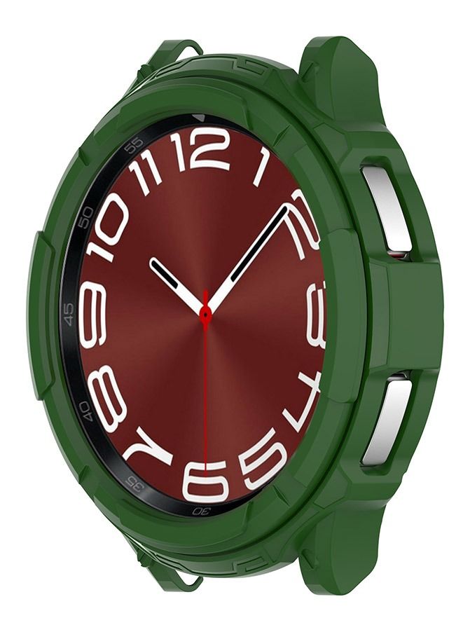 TPU Soft Case For Samsung Galaxy Watch 6 Classic Hollow Half Coverage Armor Shockproof Cover with Bezel Ring 47mm green  - Image 1
