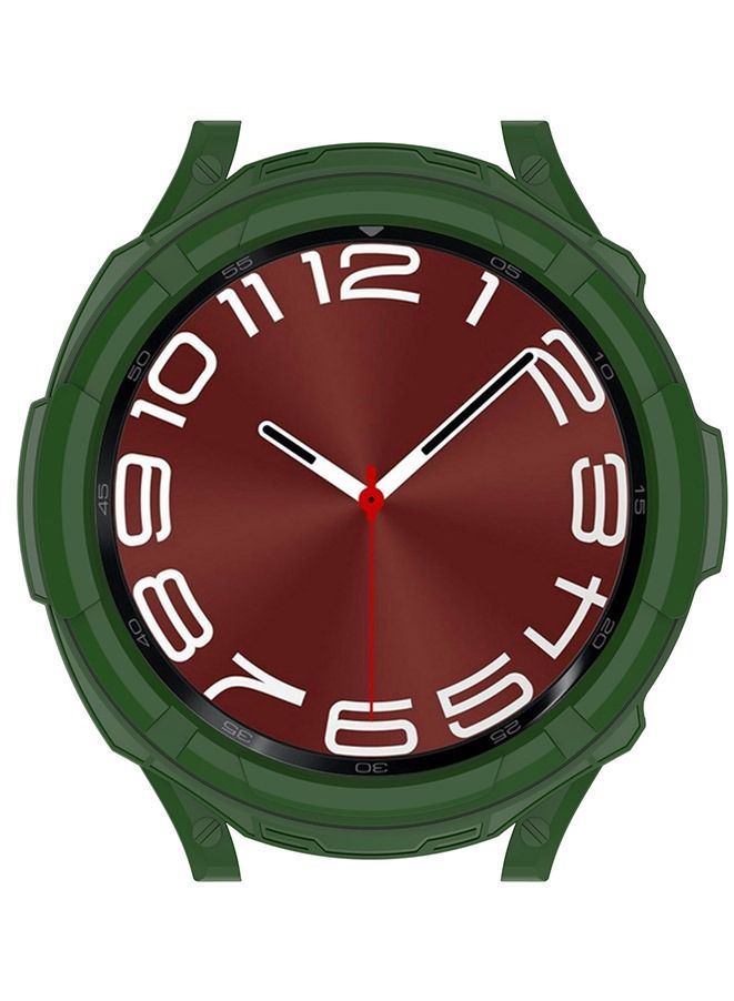 TPU Soft Case For Samsung Galaxy Watch 6 Classic Hollow Half Coverage Armor Shockproof Cover with Bezel Ring 47mm green  - Image 5