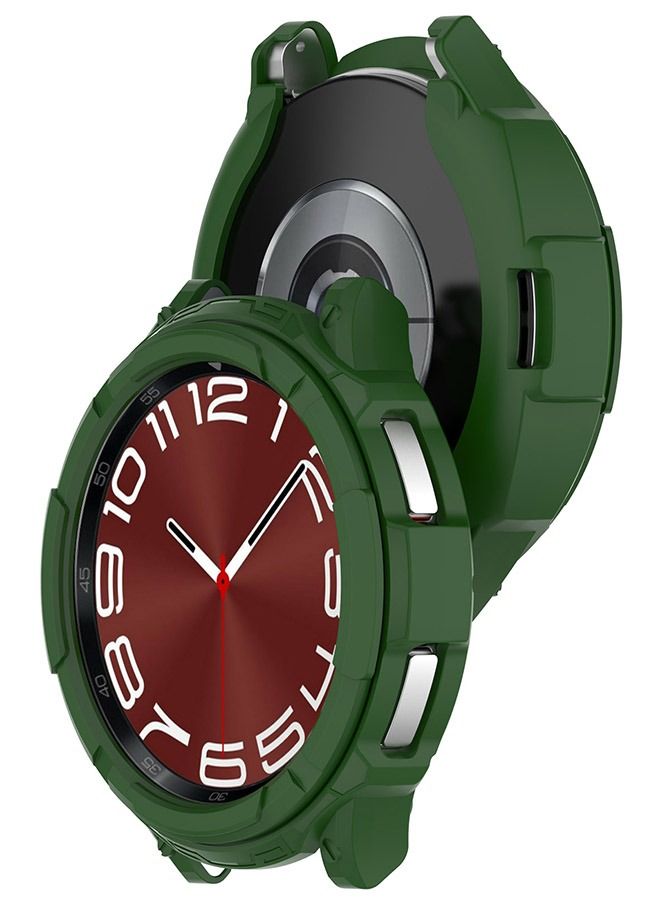 TPU Soft Case For Samsung Galaxy Watch 6 Classic Hollow Half Coverage Armor Shockproof Cover with Bezel Ring 47mm green  - Image 2