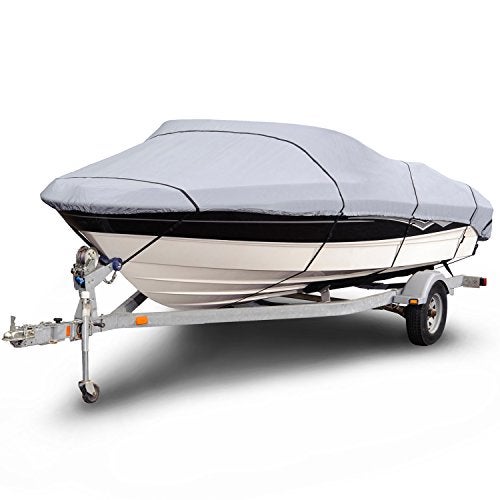 Budge B-1201-X5 1200 Denier V-Hull Runabout Boat Cover Gray 18'-20' Long (Beam Width Up to 102") Waterproof, Heavy Duty, UV Resistant - Image 1