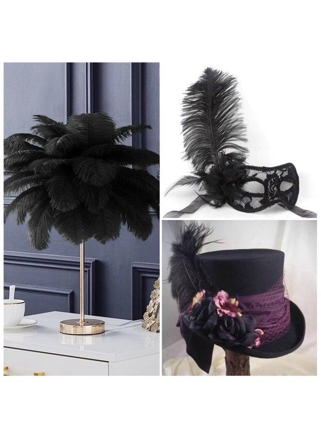 Piokio 20pcs Natural Black Ostrich Feathers 1012 inch 2530cm Bulk Feathers for Home Decoration and DIY Clothes Decoration Gatsby Decorations - Image 5
