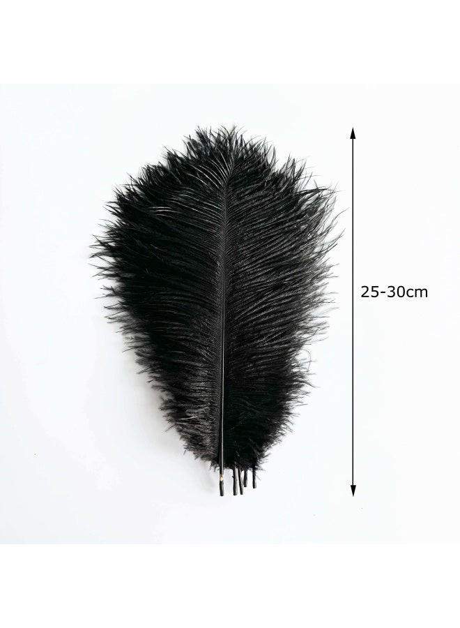 Piokio 20pcs Natural Black Ostrich Feathers 1012 inch 2530cm Bulk Feathers for Home Decoration and DIY Clothes Decoration Gatsby Decorations - Image 2