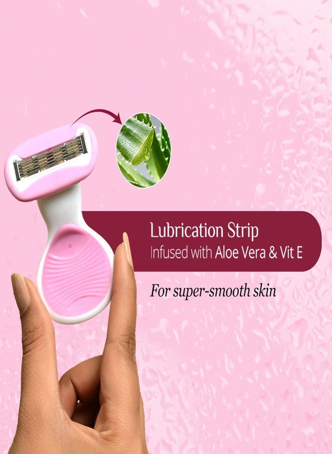 Carmesi Body Razor Mini for Women | 5-Blade Precision Shaving | Aloe Vera & Vitamin E Lubrication Strip | Travel Case Included | Smooth, Gentle Hair Removal for Sensitive Skin - Image 3