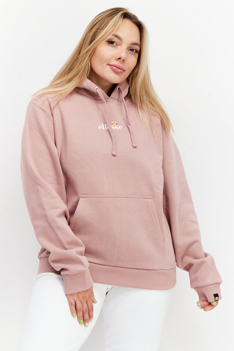 Ellesse سويت شيرت بقلنسوة بأكمام طويلة للنساء، وردي - Image 1