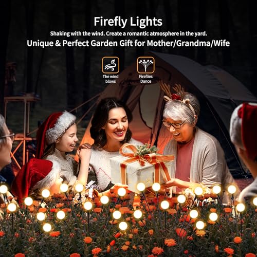 vignuto Solar Lights Outdoor Waterproof, 2 Packs 16LED, Solar Garden, Patio, Garden Decor, Patio Decor, Firefly Outdoor, Unique Gifts for Women, Gifts for Grandma - Image 5
