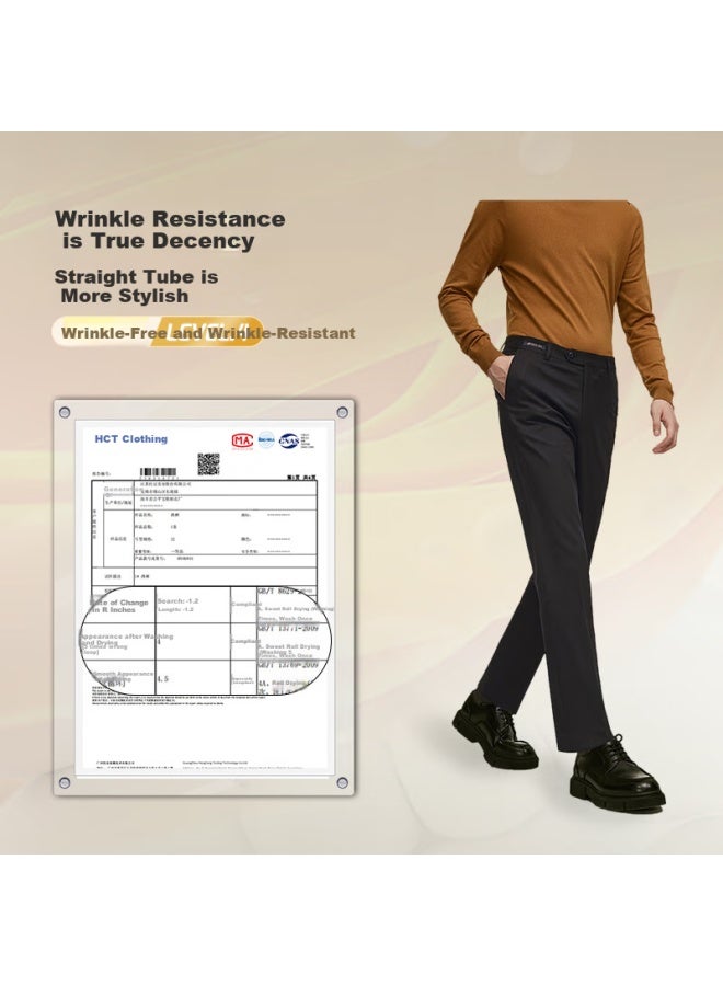 Hodo Men's Autumn Business Formal Straight Leg Stretch Waistband Dress Pants - Image 1