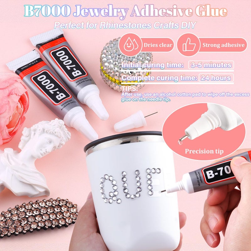BELLEBOOST 30000Pcs Resin Silver Clear Rhinestones for Bedazzling Crafting with b7000 Jewelry Glue, Bulk Flatback Gems Bedazzler Kit for Crafts Clothes Shoes Fabric Nail Diamond Art, Assorted Size 2/3/4/5/6mm - Image 4