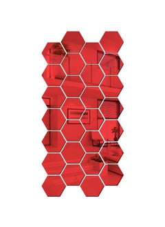 Bikri Kendra Bikri Kendra 28 Hexagon RED Mirror Stickers for Wall Acrylic Mirror Wall Decor Sticker Wall Mirror Stickers Acrylic Stickers Wall Stickers for Hall Room Bed Room Kitchen 