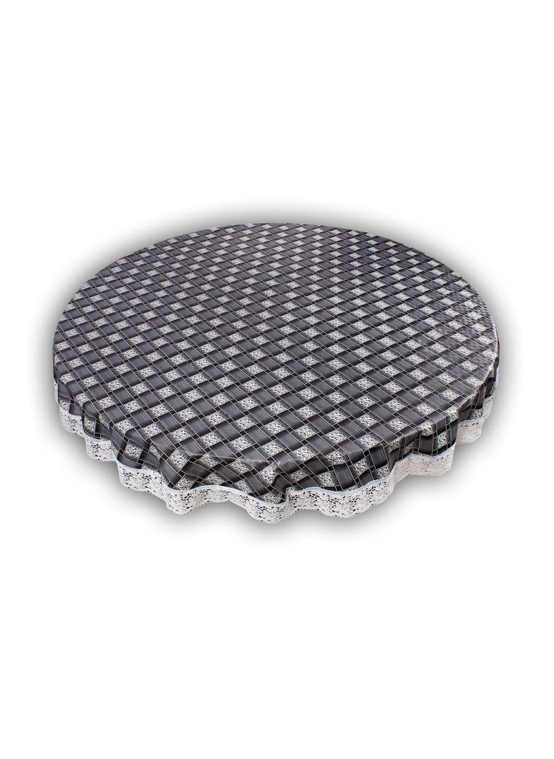 craft city CRAFT CITY Grey Color Check Design Center/Dining Table Cover for 2/4 Seater Table Cloth/Water and dust with Oil-Proof PVC Round Shape (40 inch Round)  - Image 2