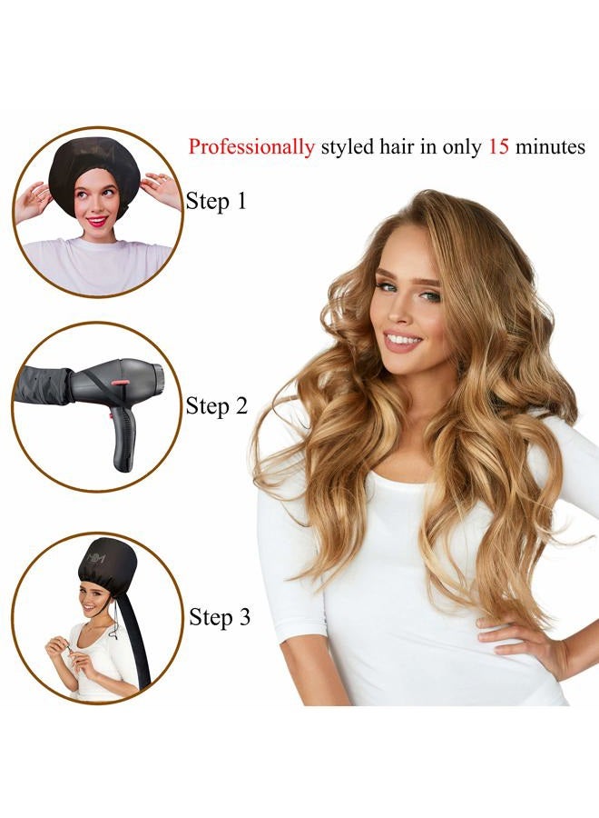 MBM Bonnet Hair Dryer Attachment-W/ 10 Silicone Hair Curlers-Extra Large Adjustable Soft Hooded Hair Dryer Bonnet With Extra Long Hose For Drying,Styling,Curling&Deep Conditioning Fits All Head&Hair Sizes - Image 4