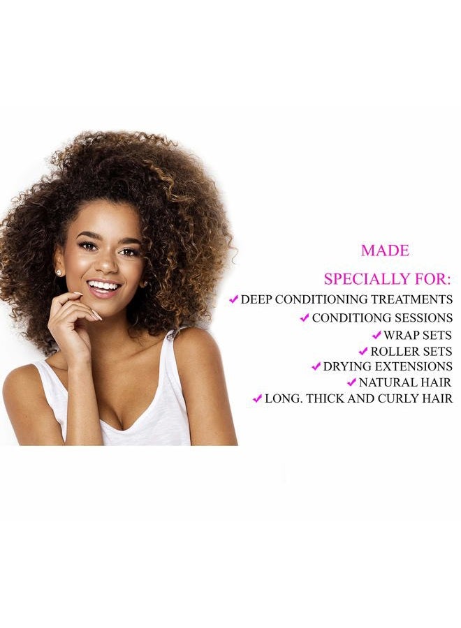 MBM Bonnet Hair Dryer Attachment-W/ 10 Silicone Hair Curlers-Extra Large Adjustable Soft Hooded Hair Dryer Bonnet With Extra Long Hose For Drying,Styling,Curling&Deep Conditioning Fits All Head&Hair Sizes - Image 3