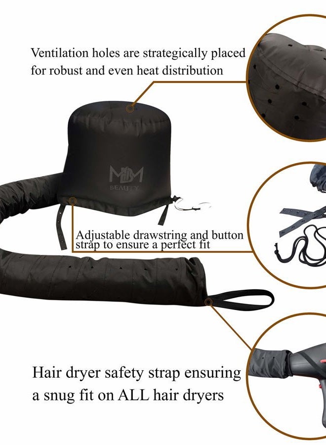 MBM Bonnet Hair Dryer Attachment-W/ 10 Silicone Hair Curlers-Extra Large Adjustable Soft Hooded Hair Dryer Bonnet With Extra Long Hose For Drying,Styling,Curling&Deep Conditioning Fits All Head&Hair Sizes - Image 2