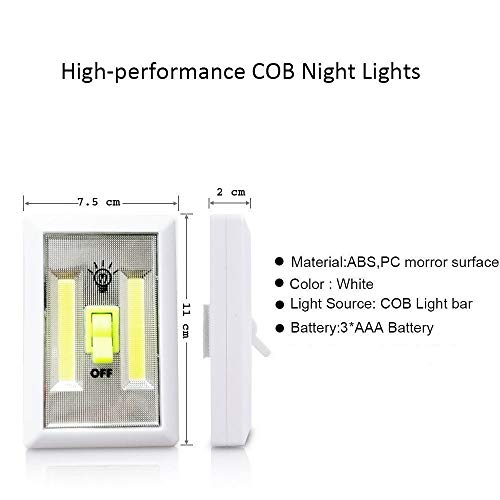 Whitecloud TRANSFORMING HOMES® Super Bright Plastic COB LED Battery Operated Cordless Switch Light, Tap Light 11x7.5x2CM (Pack of 1) - Image 4