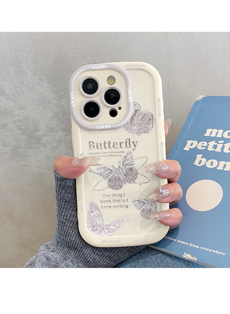 NIBEMINENT Protective TPU Case Cover For iPhone 15 Pro Max, Metal Butterfly