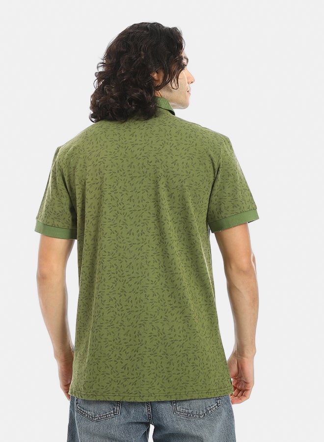 Red Circle Self Pattern Regular Fit Polo Shirt - Image 3