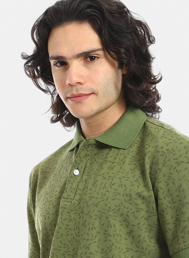 Red Circle Self Pattern Regular Fit Polo Shirt - Image 4