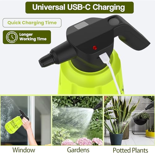ORILEY Electric Spray Bottle Automatic Power Water Sprayer Portable Rechargeable Lawn Mister with Adjustable Nozzle Handheld Watering Can for Indoor Outdoor Plants Gardening (2L, Random Color) - Image 3