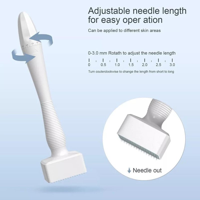 SSS SCULPTURE SSS SCULPTURE Derma Stamp 140A Adjustable for Hair Growth Titanium Coated Adjustable Needles 025mm to 3mm 140 Micro needling Stamp for Skin Repair Face Hair Beard Growth Reduces Acne Scars Safe Effective to Use - Image 3