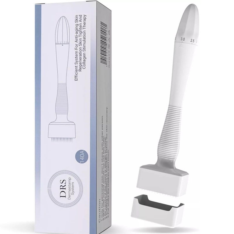 SSS SCULPTURE SSS SCULPTURE Derma Stamp 140A Adjustable for Hair Growth Titanium Coated Adjustable Needles 025mm to 3mm 140 Micro needling Stamp for Skin Repair Face Hair Beard Growth Reduces Acne Scars Safe Effective to Use - Image 1