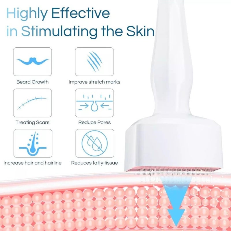 SSS SCULPTURE SSS SCULPTURE Derma Stamp 140A Adjustable for Hair Growth Titanium Coated Adjustable Needles 025mm to 3mm 140 Micro needling Stamp for Skin Repair Face Hair Beard Growth Reduces Acne Scars Safe Effective to Use - Image 4