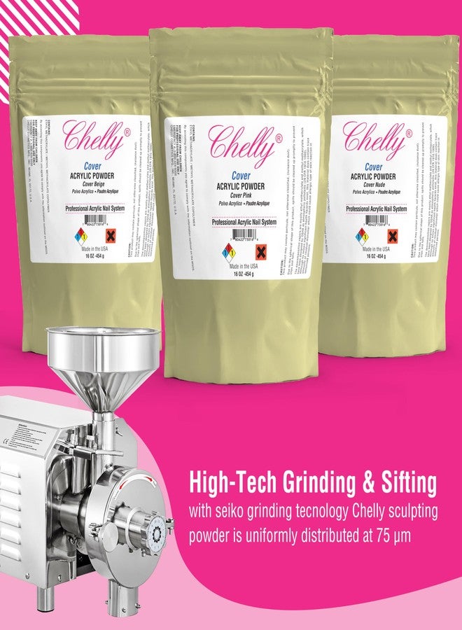 Chelly Superior Sculpting COVER Acrylic Powder Professional Acrylic Nail System Beige Pink Nude 16 oz 454 g (Cover Nude) - Image 4
