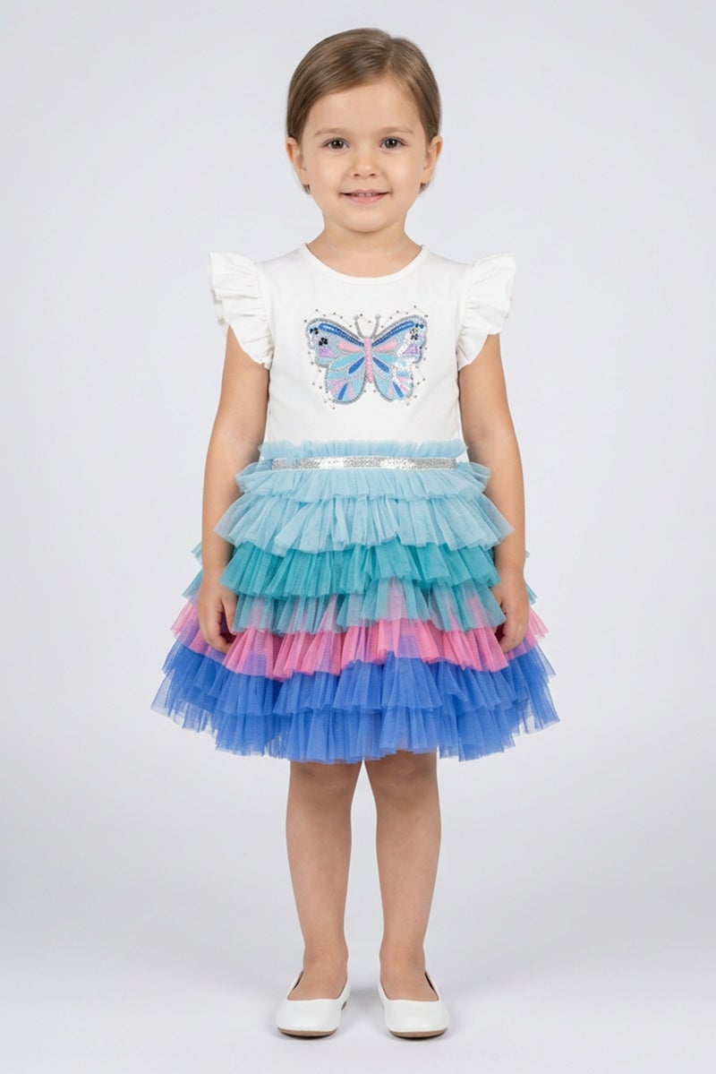 MISS Toddlers Girl Embroidered Dress, Multicolor - Image 1