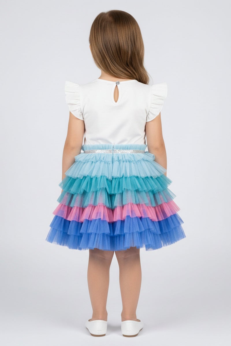 MISS Toddlers Girl Embroidered Dress, Multicolor - Image 3