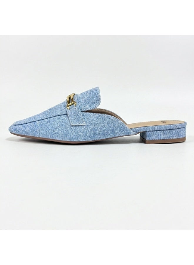 SKY WING Mules for Womens Flats Buckle Backless Denim Loafers Comfortable Casual And Fashion Business Slip On Shoes - Image 2