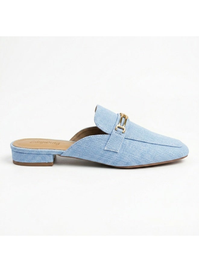 SKY WING Mules for Womens Flats Buckle Backless Denim Loafers Comfortable Casual And Fashion Business Slip On Shoes - Image 1