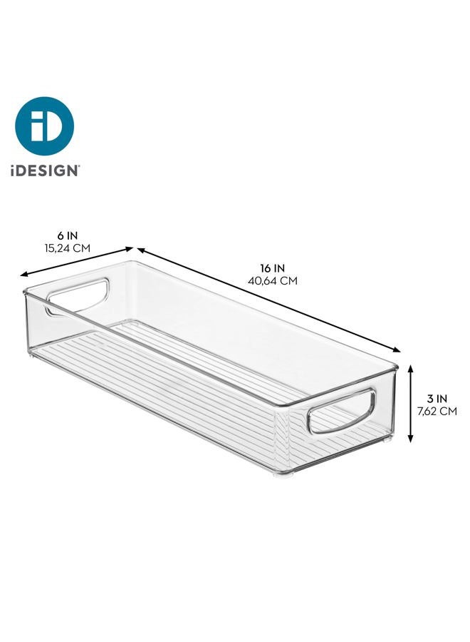 InterDesign Home Kitchen Organizer Bin for Pantry, Refrigerator, Freezer & Storage Cabinet 16" x 6" 3", Clear - Image 4