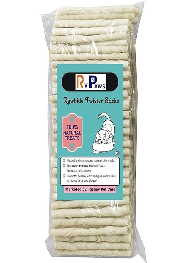 Pups&Pets Dogs Natural Twisted Rawhide chew Sticks | Calcium White Twisted chew Stick | Fresh & Natural Rawhide Treats for All Dogs Breeds (500 gm) - Image 1
