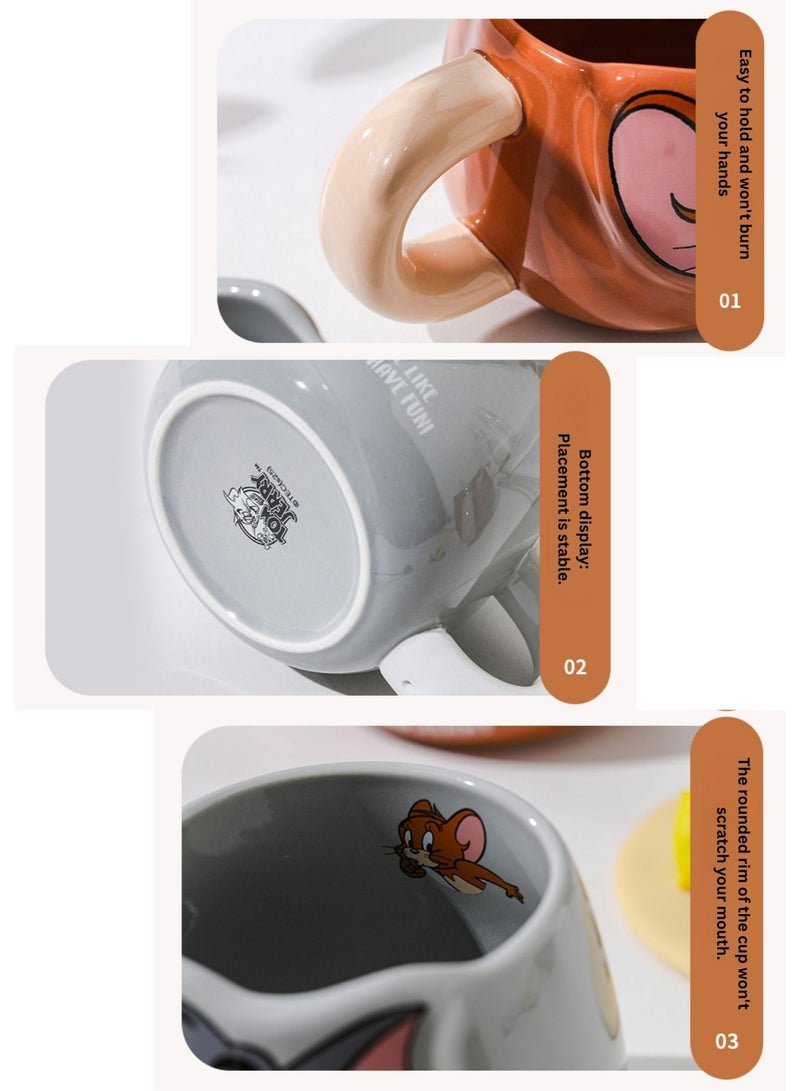 Warner Bros Tom & Jerry Ceramic Mug – 3D Character Design Coffee Cup 450ml with Gift Box | Cartoon Collectible for Kids & Adults | Cute Novelty Tea & Milk Mug (Tom) - Image 4